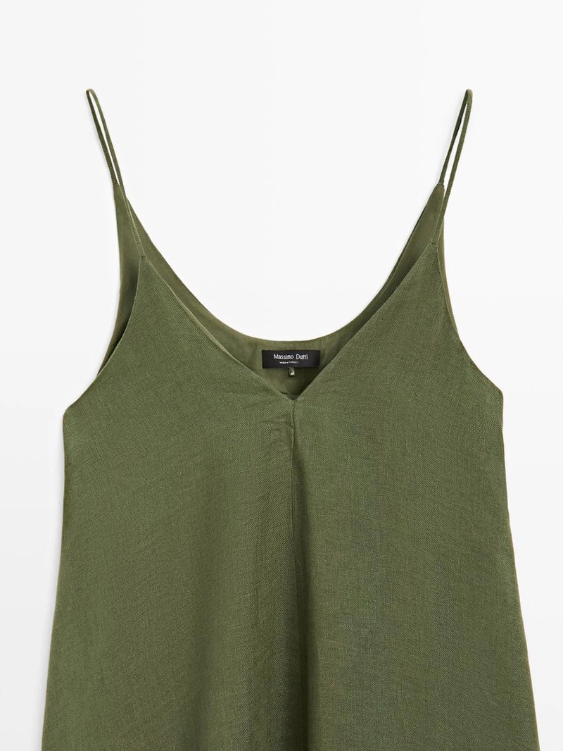 Платье миди с тонкими бретелями