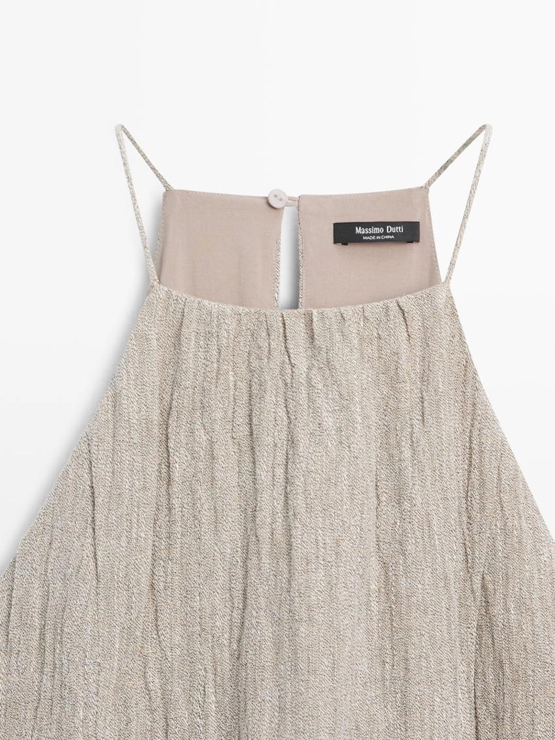 Платье из льняной смеси с завышенным вырезом