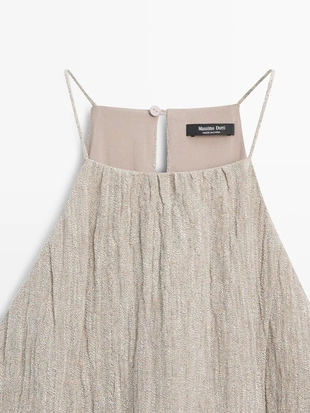 Платье из льняной смеси с завышенным вырезом- Заказать в России