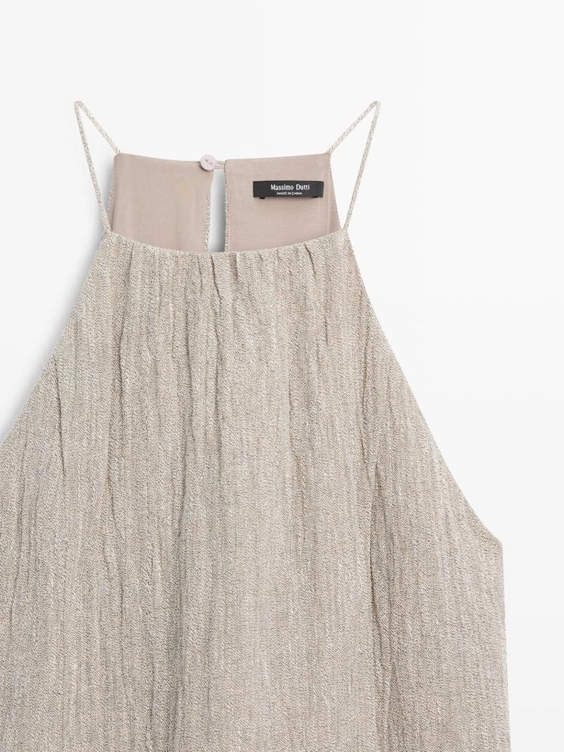 Платье из льняной смеси с завышенным вырезом