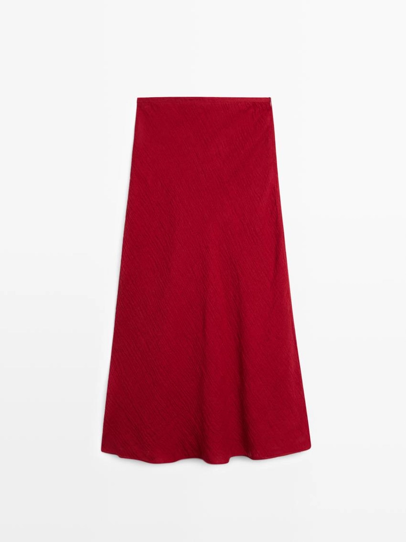 Юбка-миди с оборкой из 100% льна