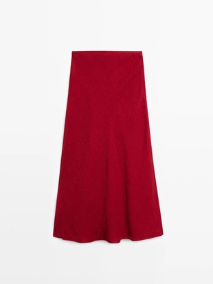 Юбка-миди с оборкой из 100% льна- Заказать в России