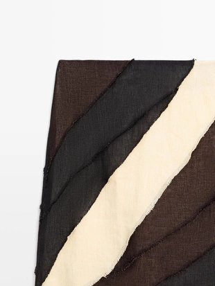 Многослойная юбка-миди из льна с контрастной отделкой- Заказать в России