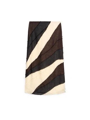 Многослойная юбка-миди из льна с контрастной отделкой- Заказать в России