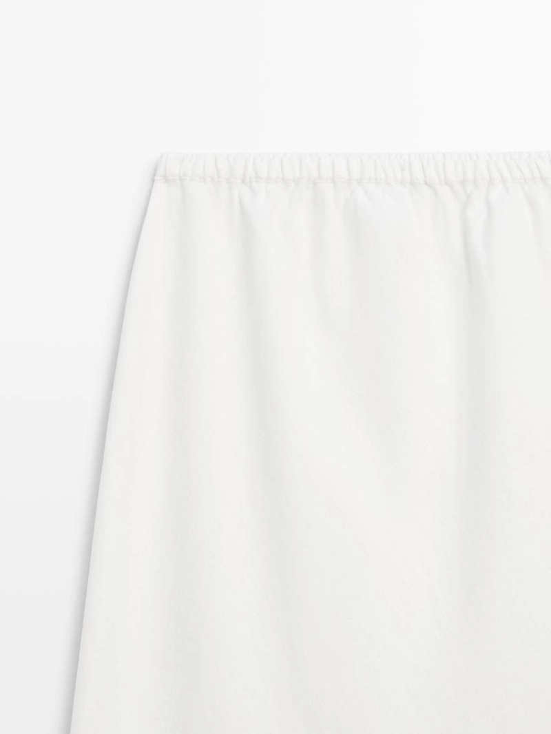 Юбка миди из 100% льна с эластичным поясом