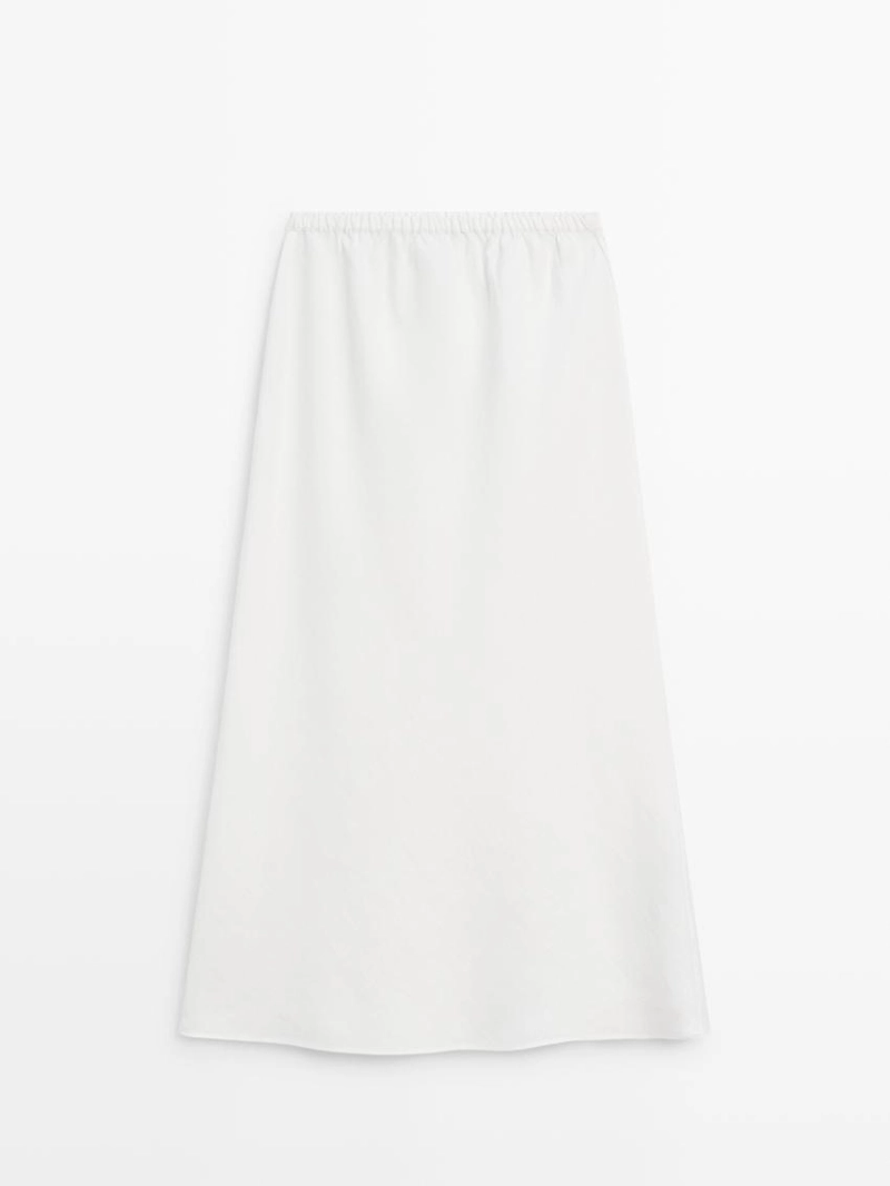Юбка миди из 100% льна с эластичным поясом