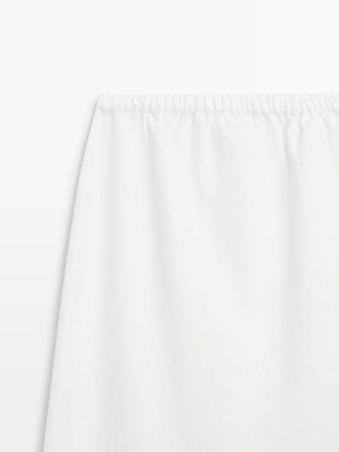 Юбка миди из 100% льна с эластичным поясом- Заказать в России