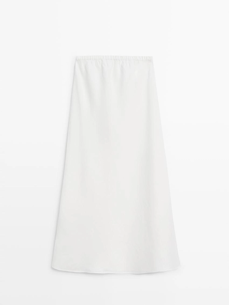 Юбка миди из 100% льна с эластичным поясом