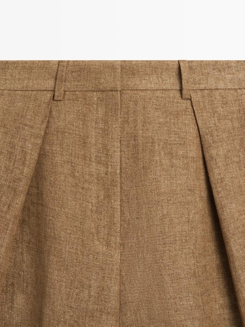 Шорты-бермуды из меланжевого льна для костюма