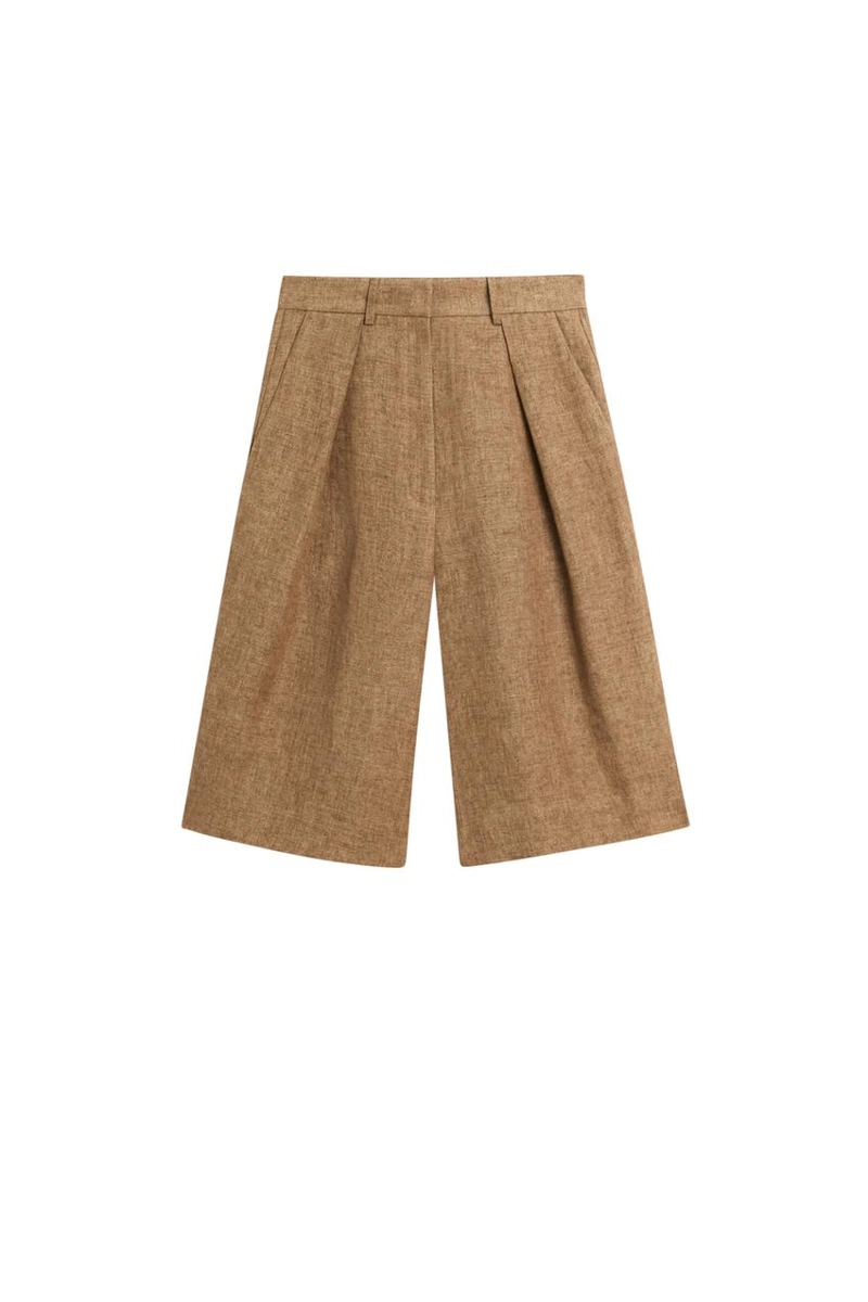 Шорты-бермуды из меланжевого льна для костюма