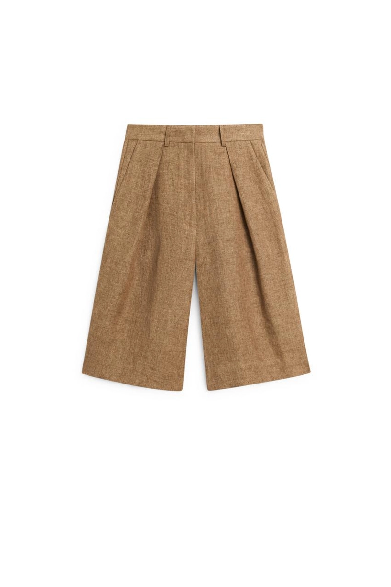 Шорты-бермуды из меланжевого льна для костюма