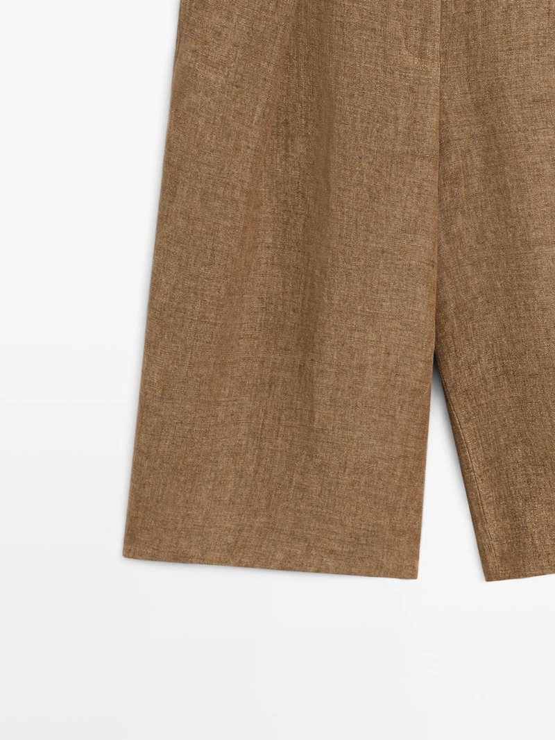 Шорты-бермуды из меланжевого льна для костюма