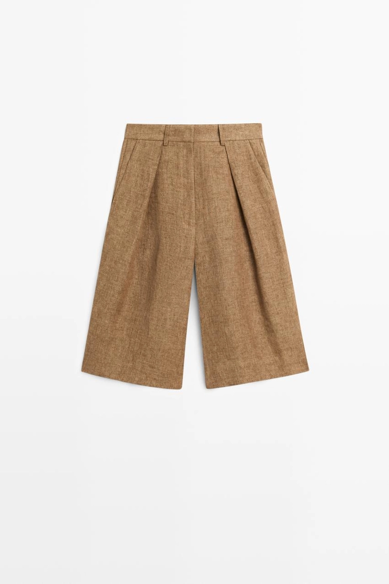 Шорты-бермуды из меланжевого льна для костюма