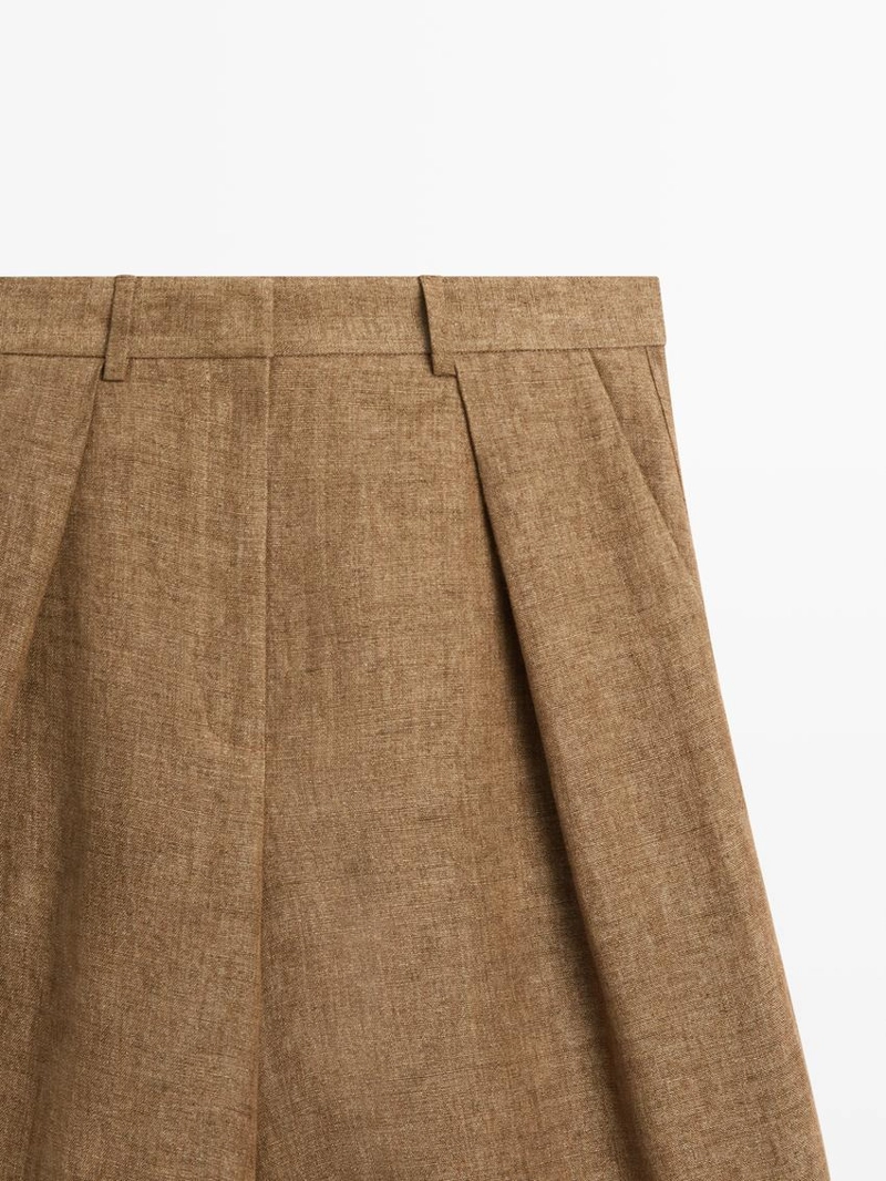 Шорты-бермуды из меланжевого льна для костюма