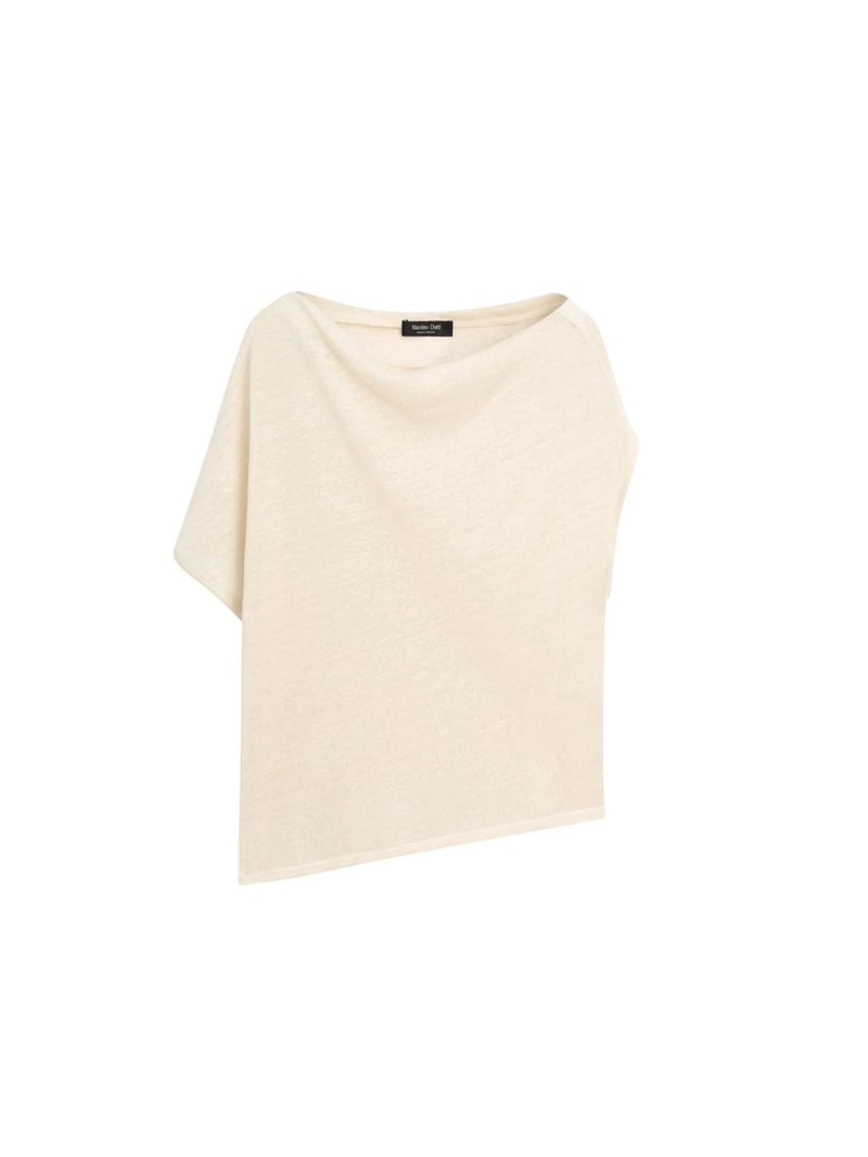 Льняной пальто с асимметричным укороченным кейпом