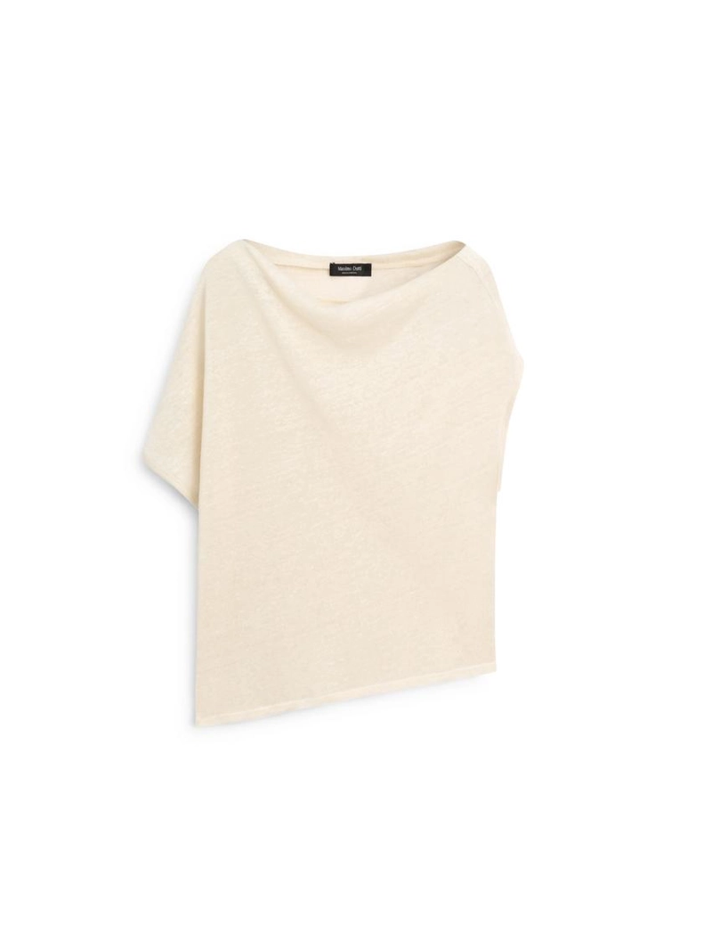 Льняной пальто с асимметричным укороченным кейпом