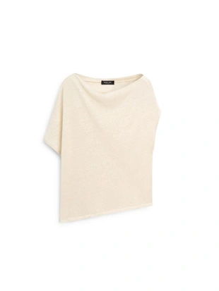 Льняной пальто с асимметричным укороченным кейпом- Заказать в России