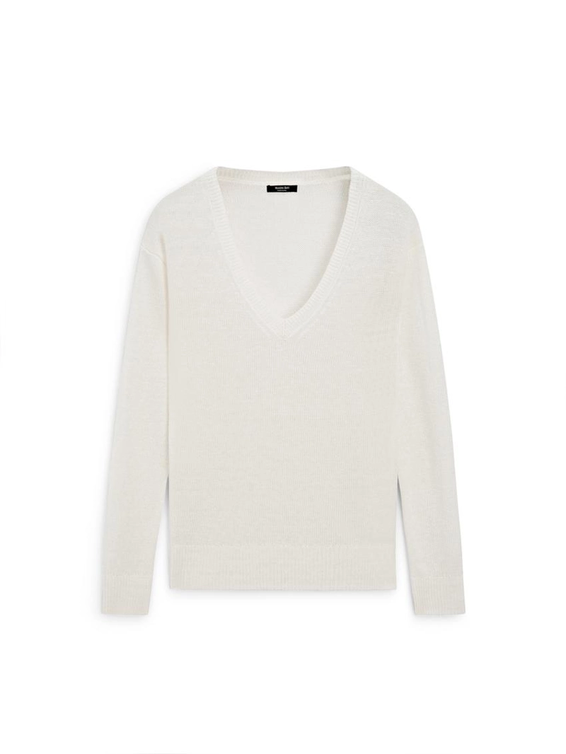 Трикотажный свитер с льняным v-образным вырезом