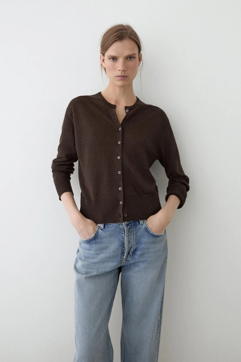 Кардиган из льна с пуговицами