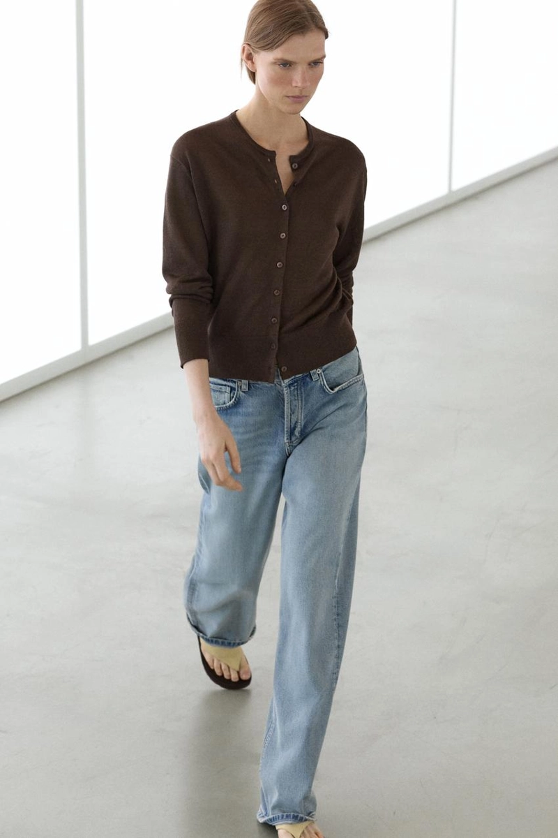 Кардиган из льна с пуговицами