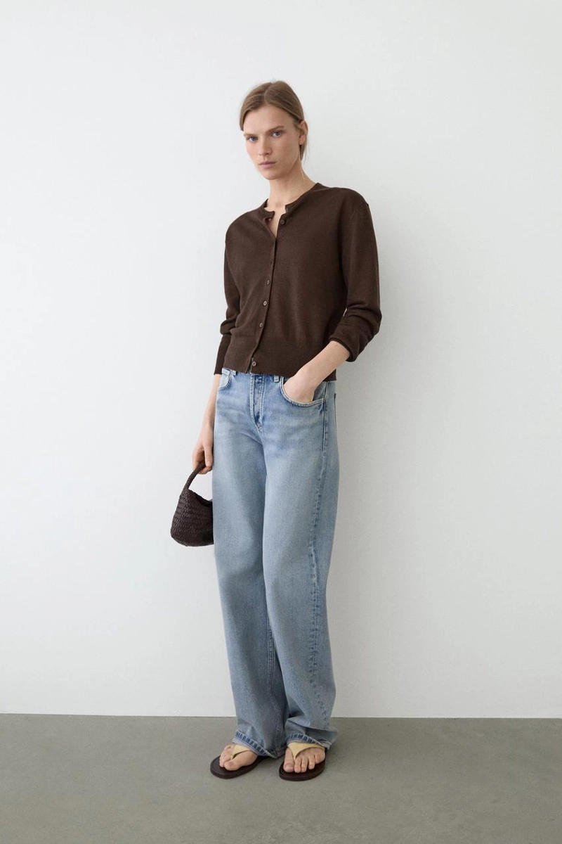 Кардиган из льна с пуговицами