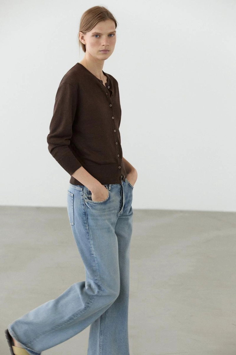 Кардиган из льна с пуговицами