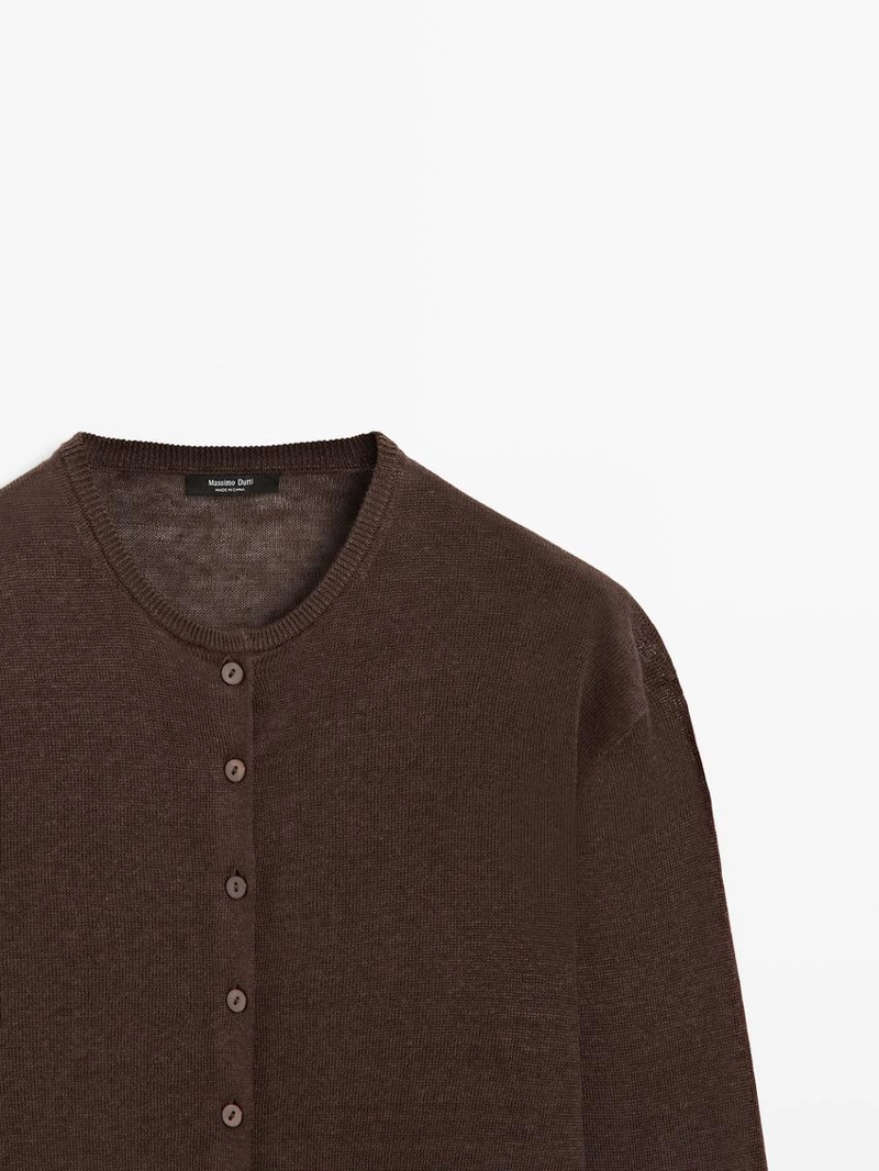 Кардиган из льна с пуговицами