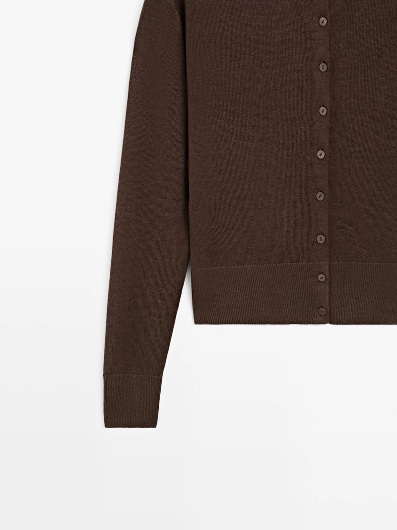 Кардиган из льна с пуговицами