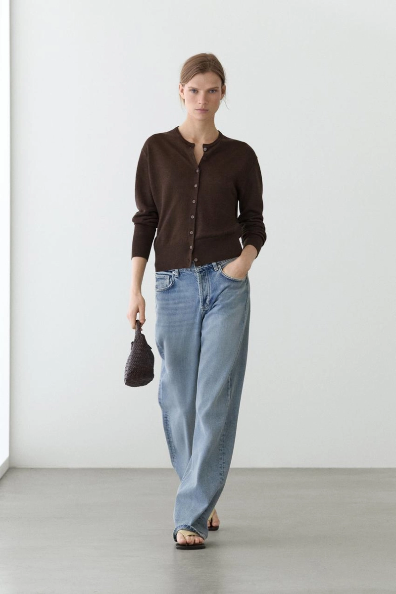 Кардиган из льна с пуговицами