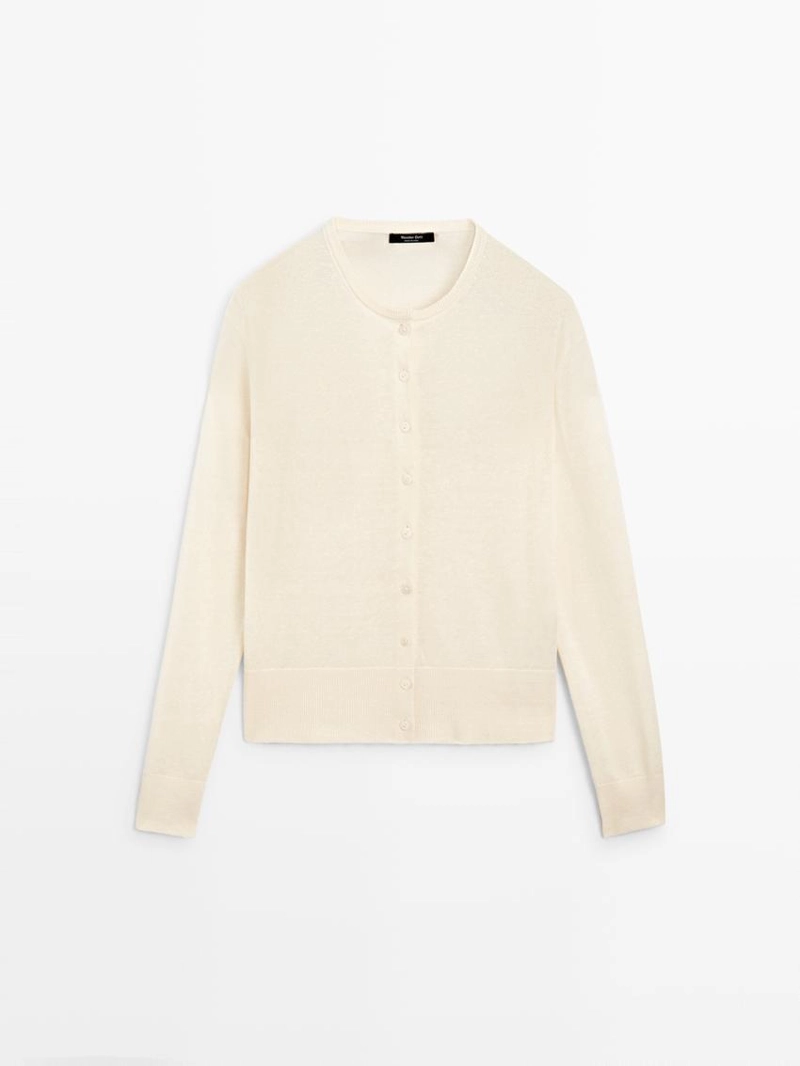 Кардиган из льна с пуговицами