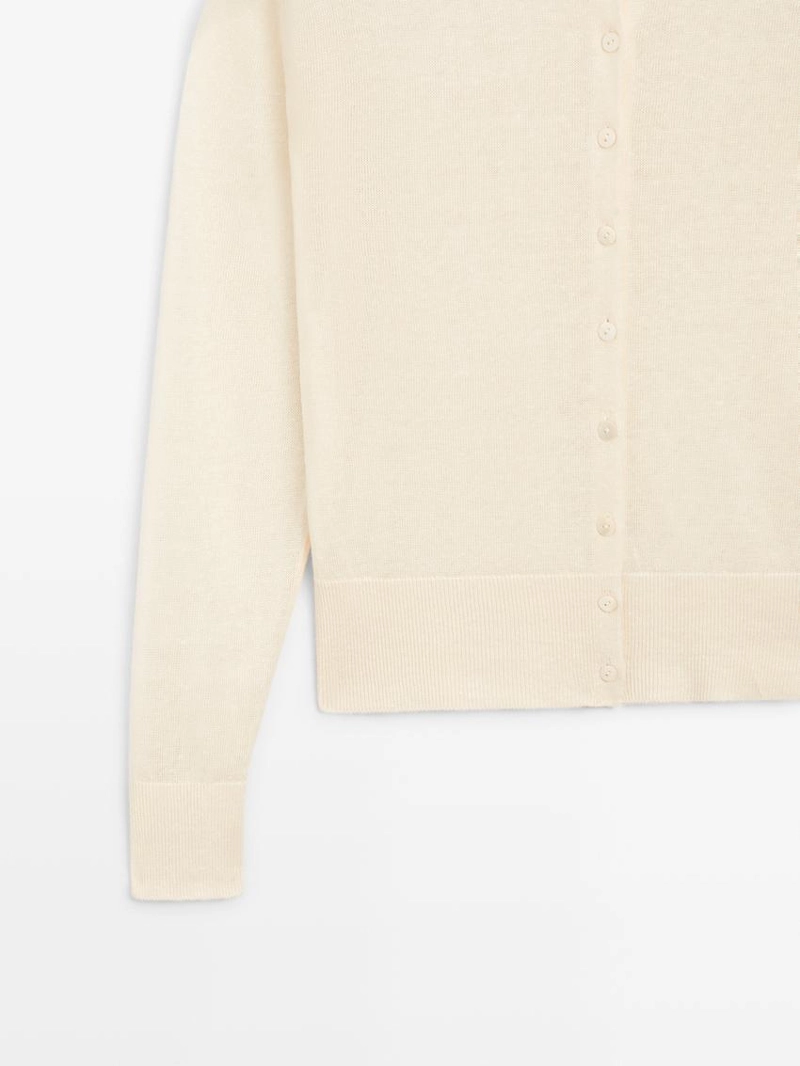 Кардиган из льна с пуговицами