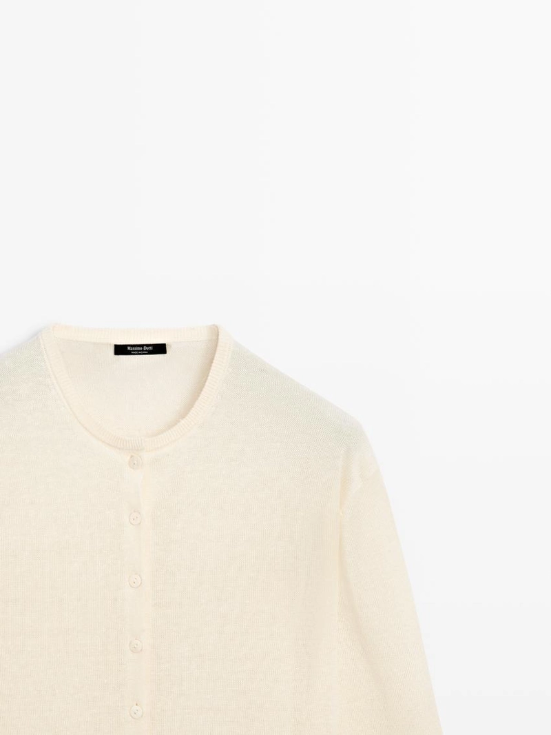 Кардиган из льна с пуговицами