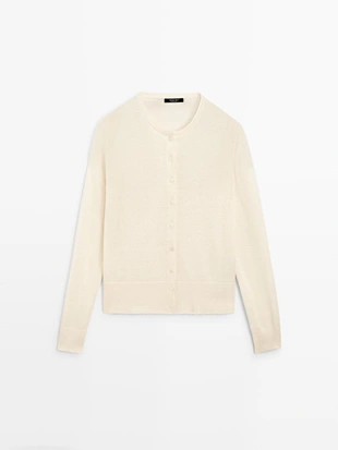 Кардиган из льна с пуговицами- Заказать в России