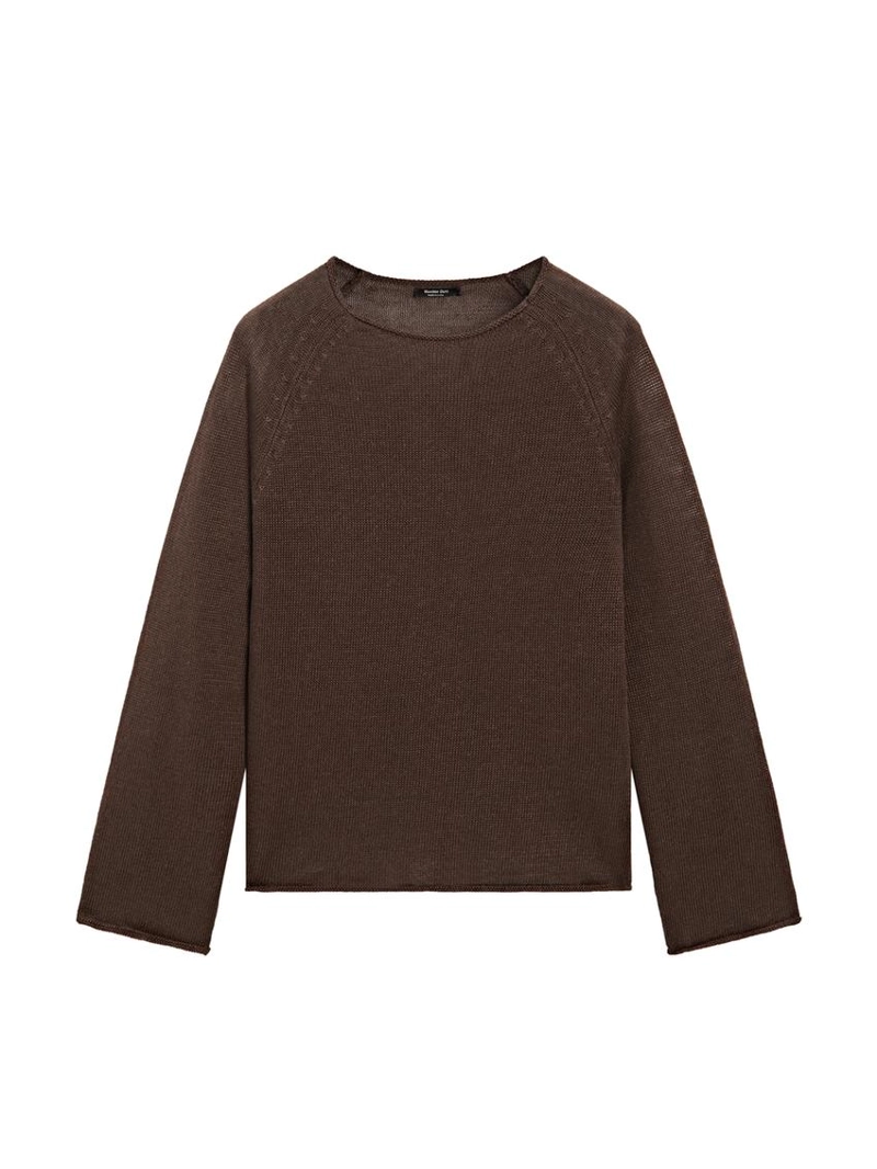 Пуловер из льняной пряжи с круглым вырезом