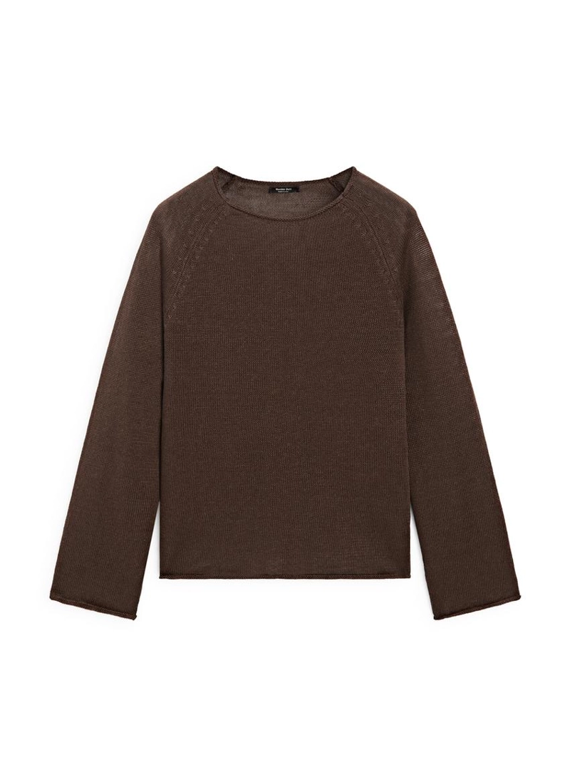 Пуловер из льняной пряжи с круглым вырезом