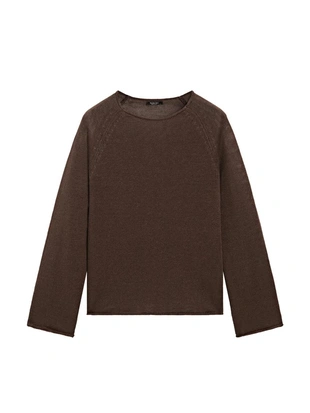 Пуловер из льняной пряжи с круглым вырезом- Заказать в России