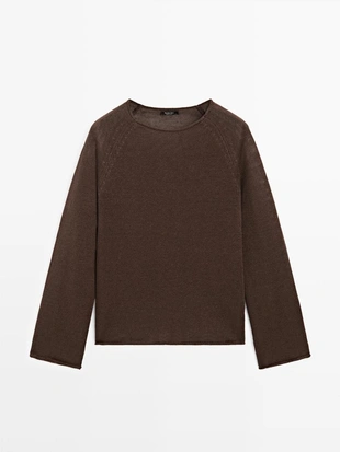 Пуловер из льняной пряжи с круглым вырезом- Заказать в России