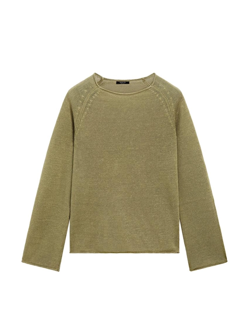 Пуловер из льна с круглым вырезом