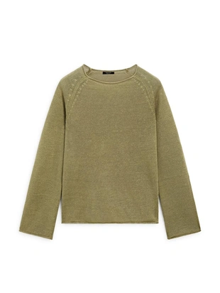 Пуловер из льна с круглым вырезом- Заказать в России