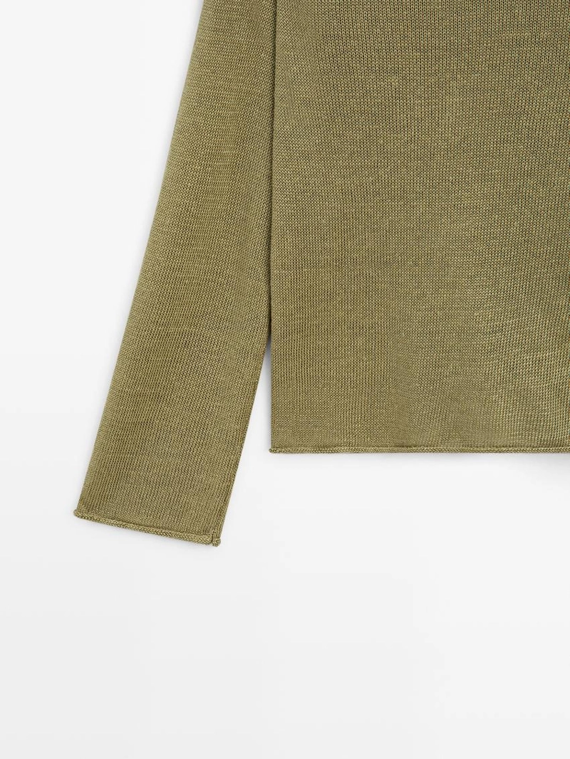 Пуловер из льна с круглым вырезом