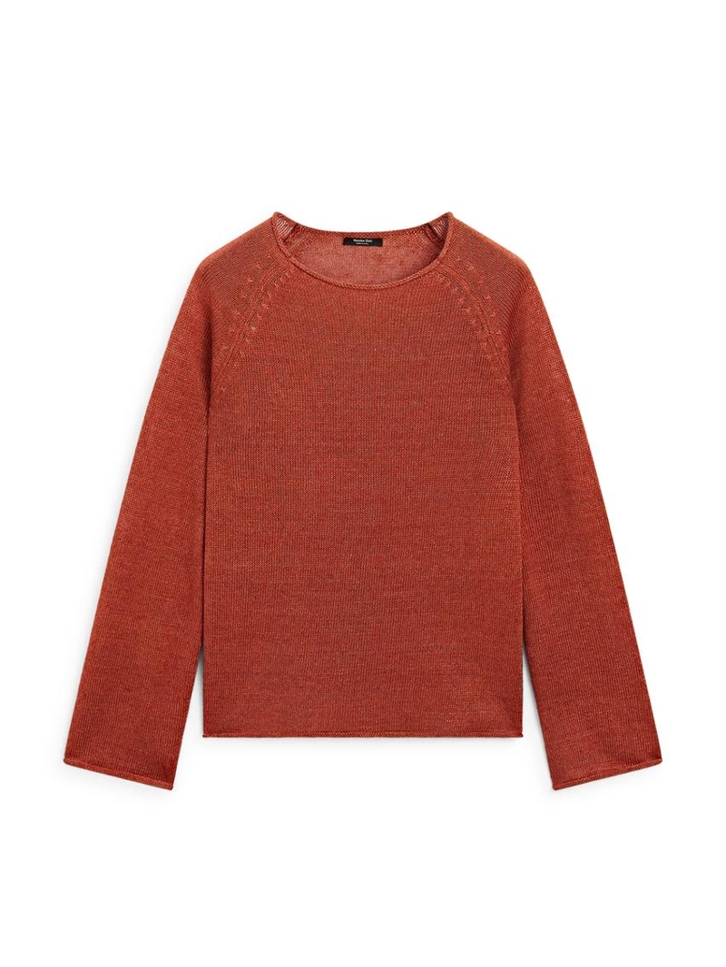 Свитер с круглым вырезом из льняной пряжи