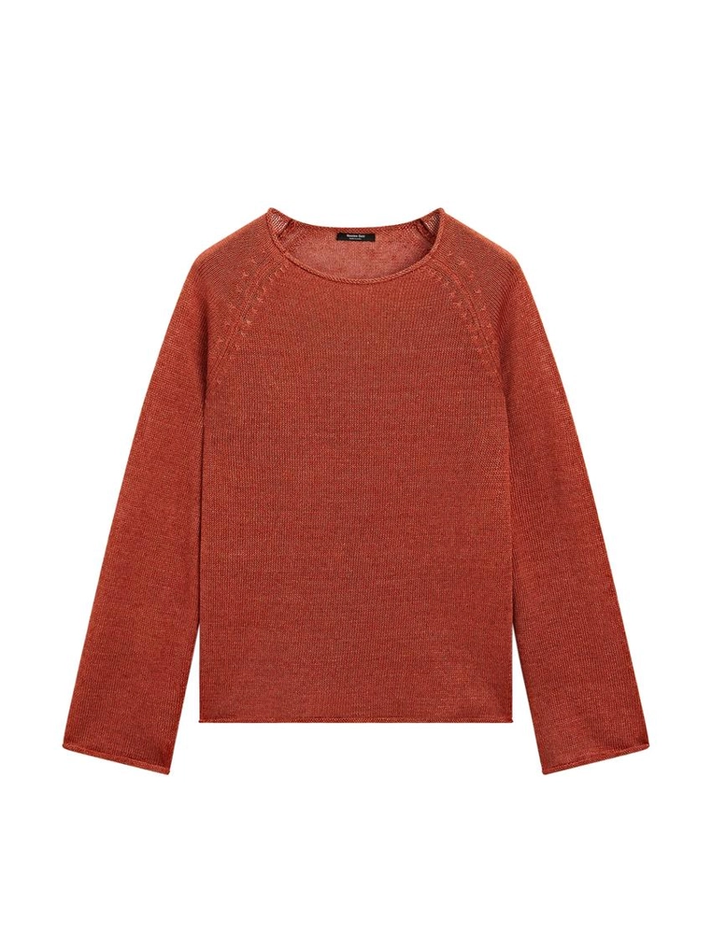 Свитер с круглым вырезом из льняной пряжи