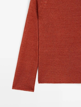 Свитер с круглым вырезом из льняной пряжи- Заказать в России