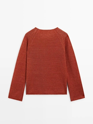 Свитер с круглым вырезом из льняной пряжи- Заказать в России