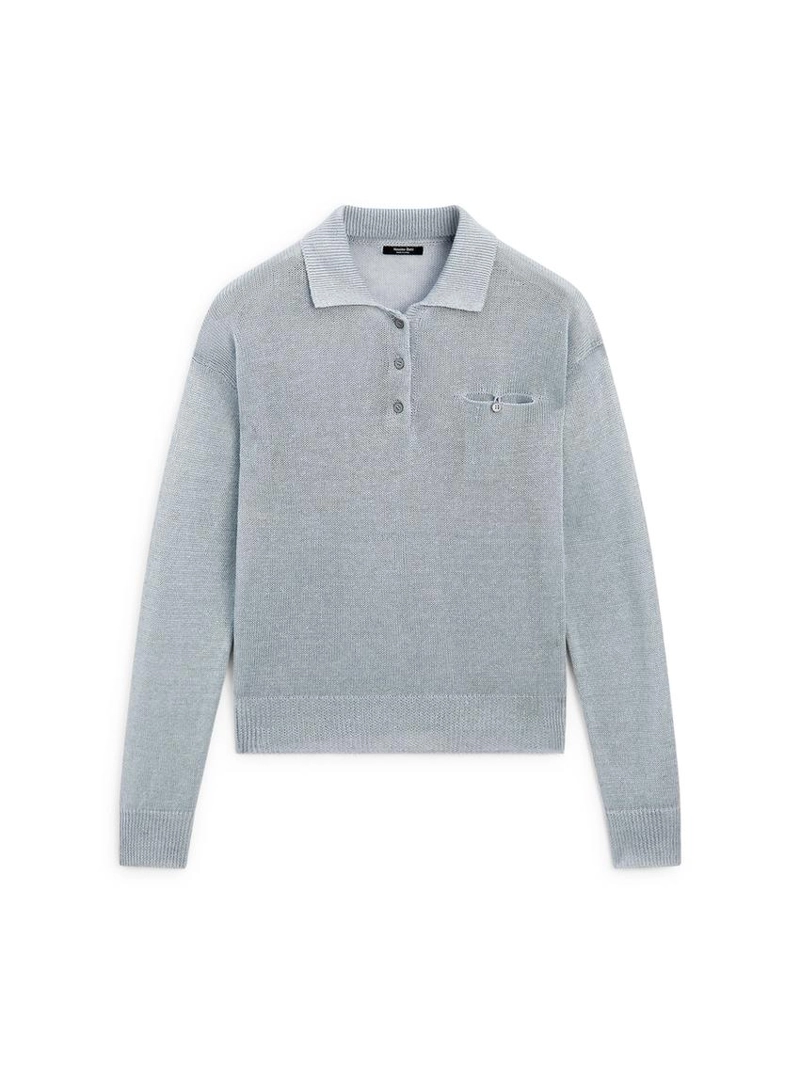 Джемпер с воротником поло из тонкого льна