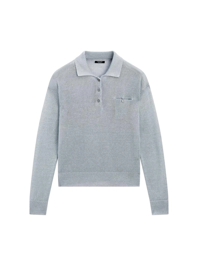 Джемпер с воротником поло из тонкого льна