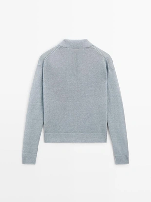 Джемпер с воротником поло из тонкого льна- Заказать в России