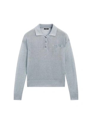 Джемпер с воротником поло из тонкого льна- Заказать в России