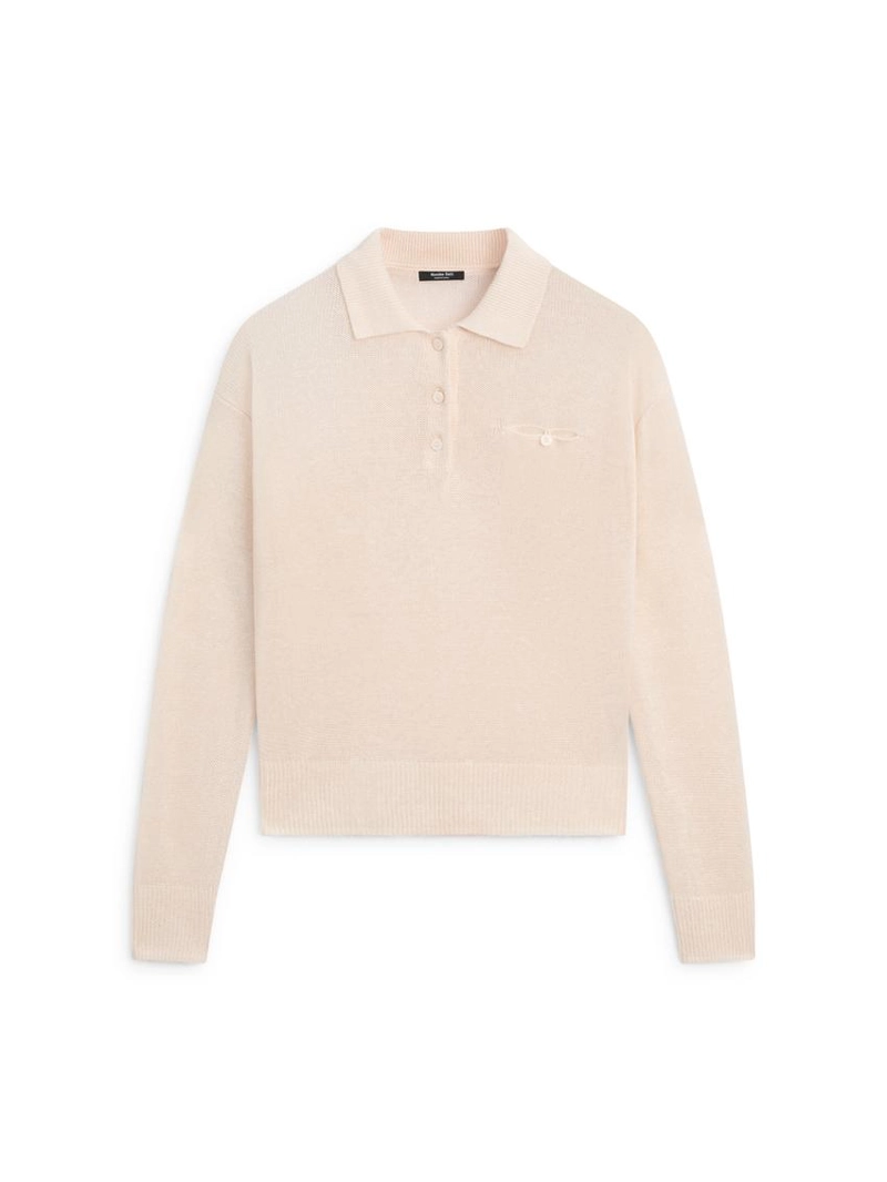 Свитер с воротником поло из тонкого льняного полотна