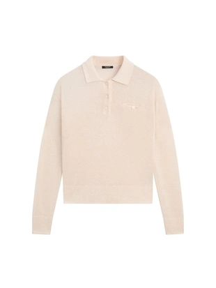 Свитер с воротником поло из тонкого льняного полотна- Заказать в России